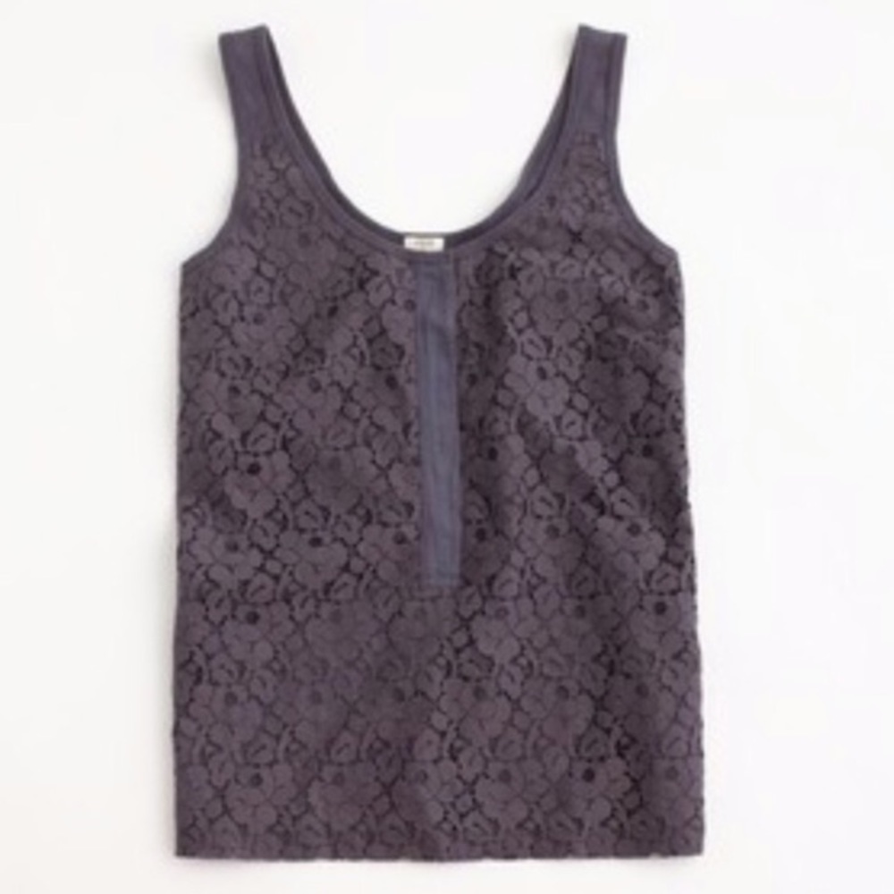 J. Crew Grey Floral Lace Tank Top